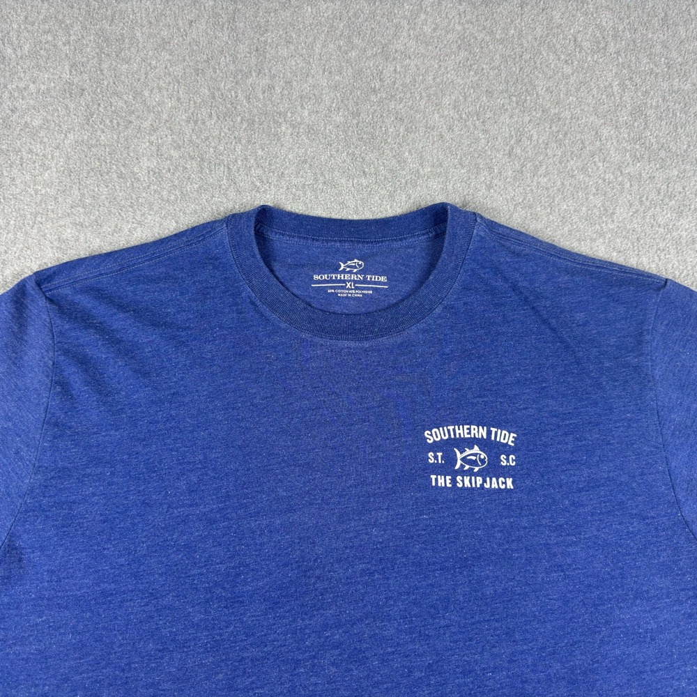 Southern Tide Original Skipjack Mens T-shirt XL Blue Fly Fishing Coastal EUC